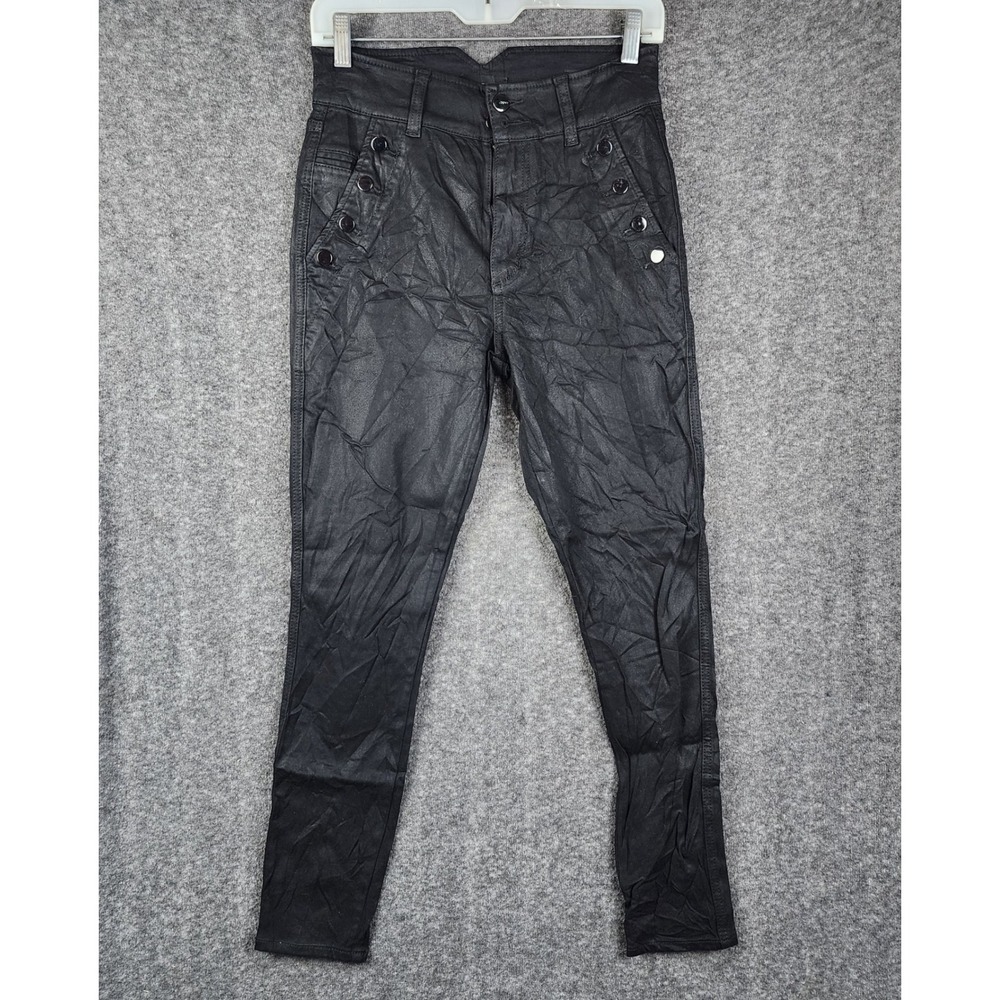 Joe's Jeans The Georgia Skinny Women 26 Black Coated High Rise Sailor Button